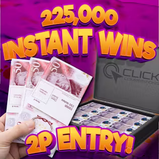 225,000+ Instant Wins Including 5x £5,000 Cash Prizes - 2p Entry!