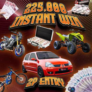 225,000+ Instant Wins Including 3 Vehicles - 2p Entry!