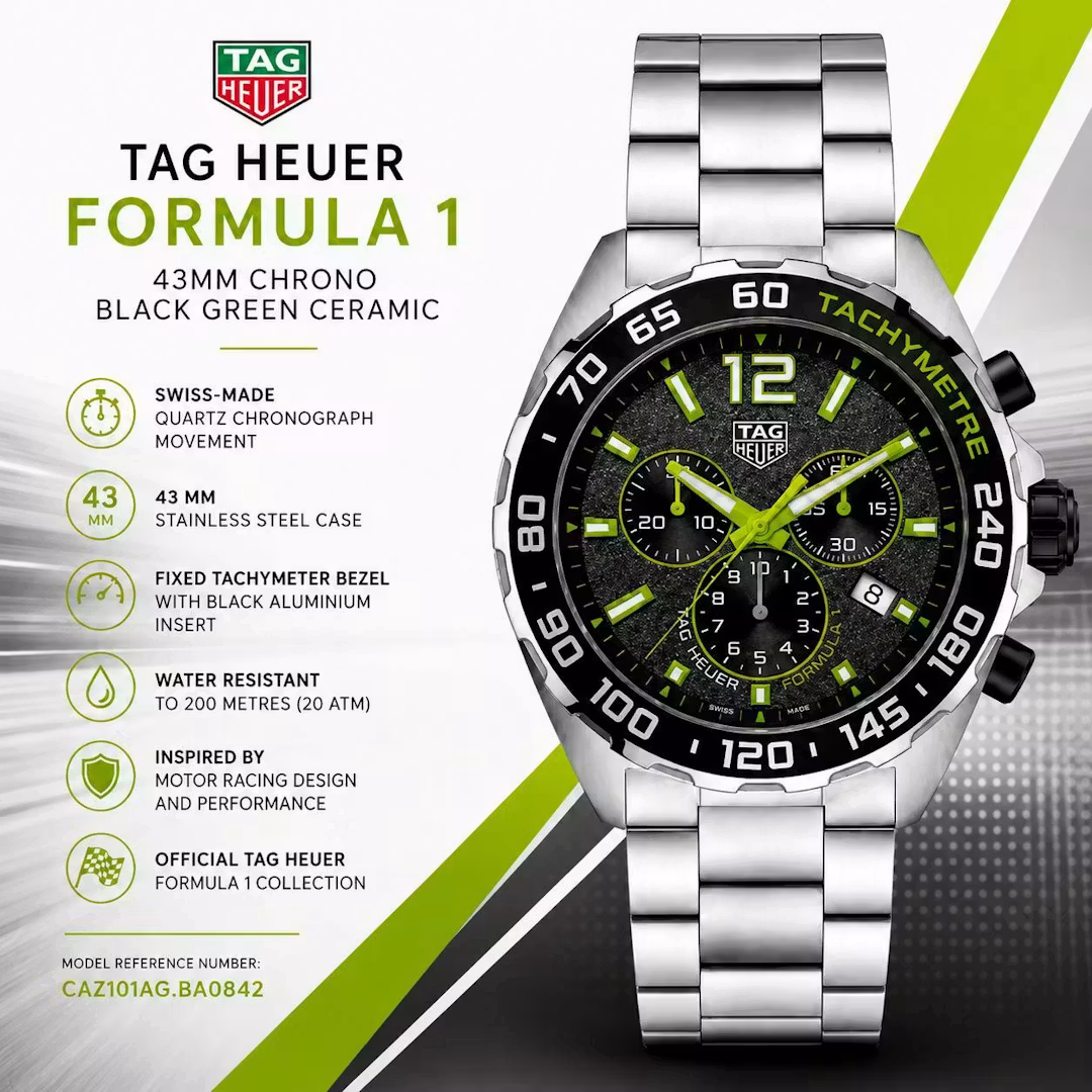 Chris Boyce - NEW TAG HEUER FORMULA 1 GREY & LIME YELLOW CHRONOGRAPH 43MM WATCH