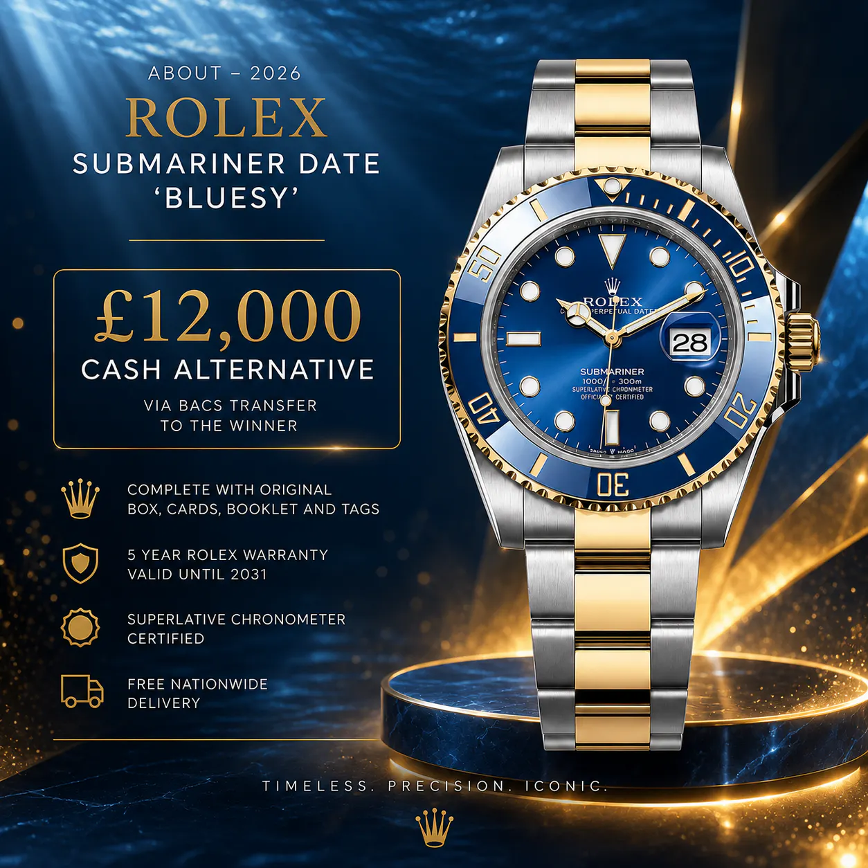 NEW 2026 ROLEX SUBMARINER DATE 'BLUESY' OYSTERSTEEL & YELLOW GOLD OR £12,000