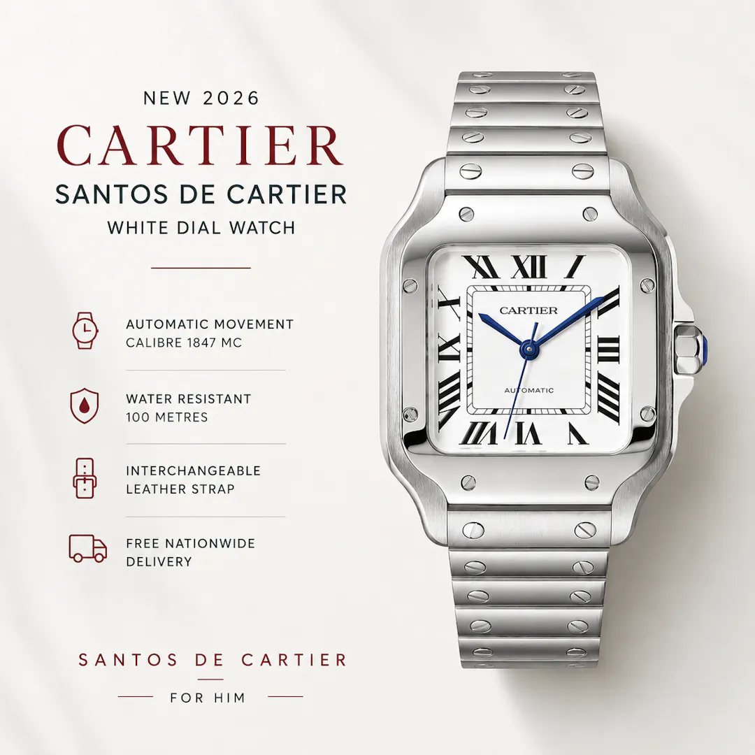 NEW CARTIER SANTOS DE CARTIER WATCH WHITE DIAL WATCH LOW ODDS