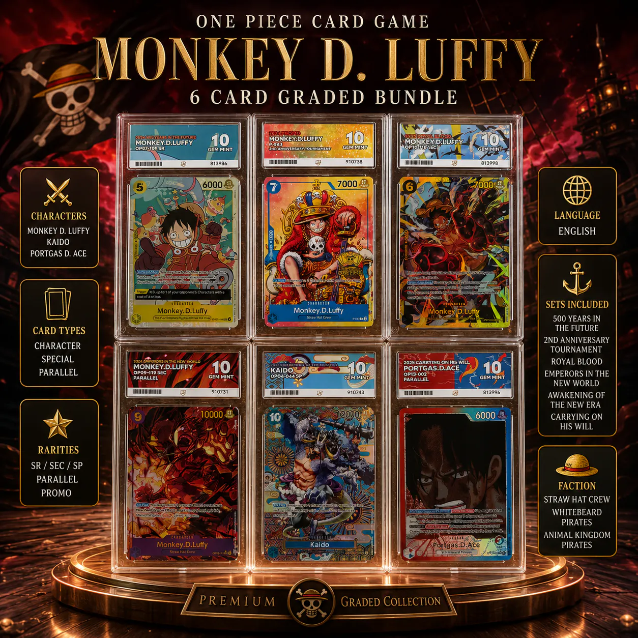 ACE 10 GEM MINT ONE PIECE SIX CARD PREMIUM COLLECTION POKEMON