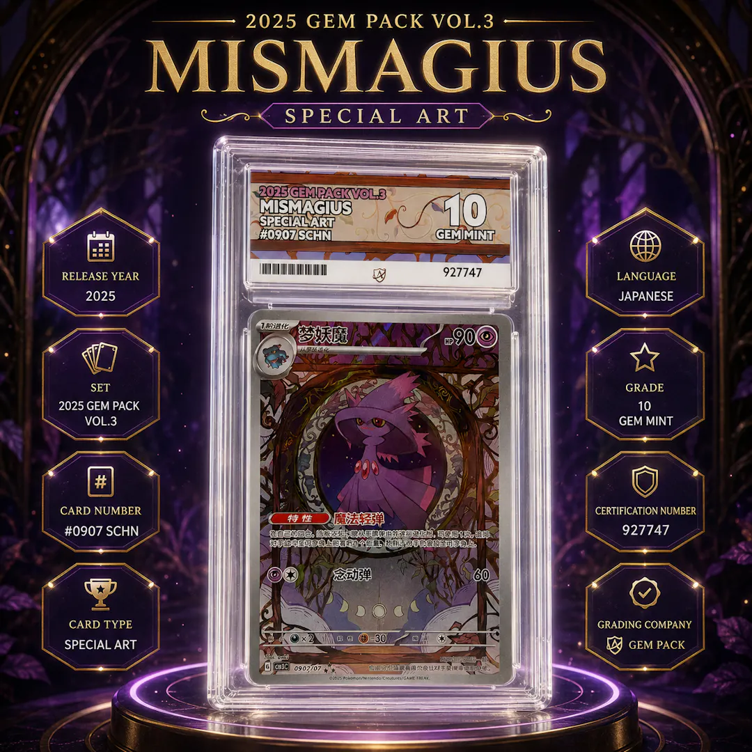 GEM PACK 10 GEM MINT MISMAGIUS 0907/07 FULL ART POKEMON