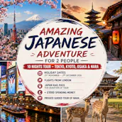 JAPAN HOLIDAY GOLDEN ROUTE JOURNEY FOR TWO + £1000