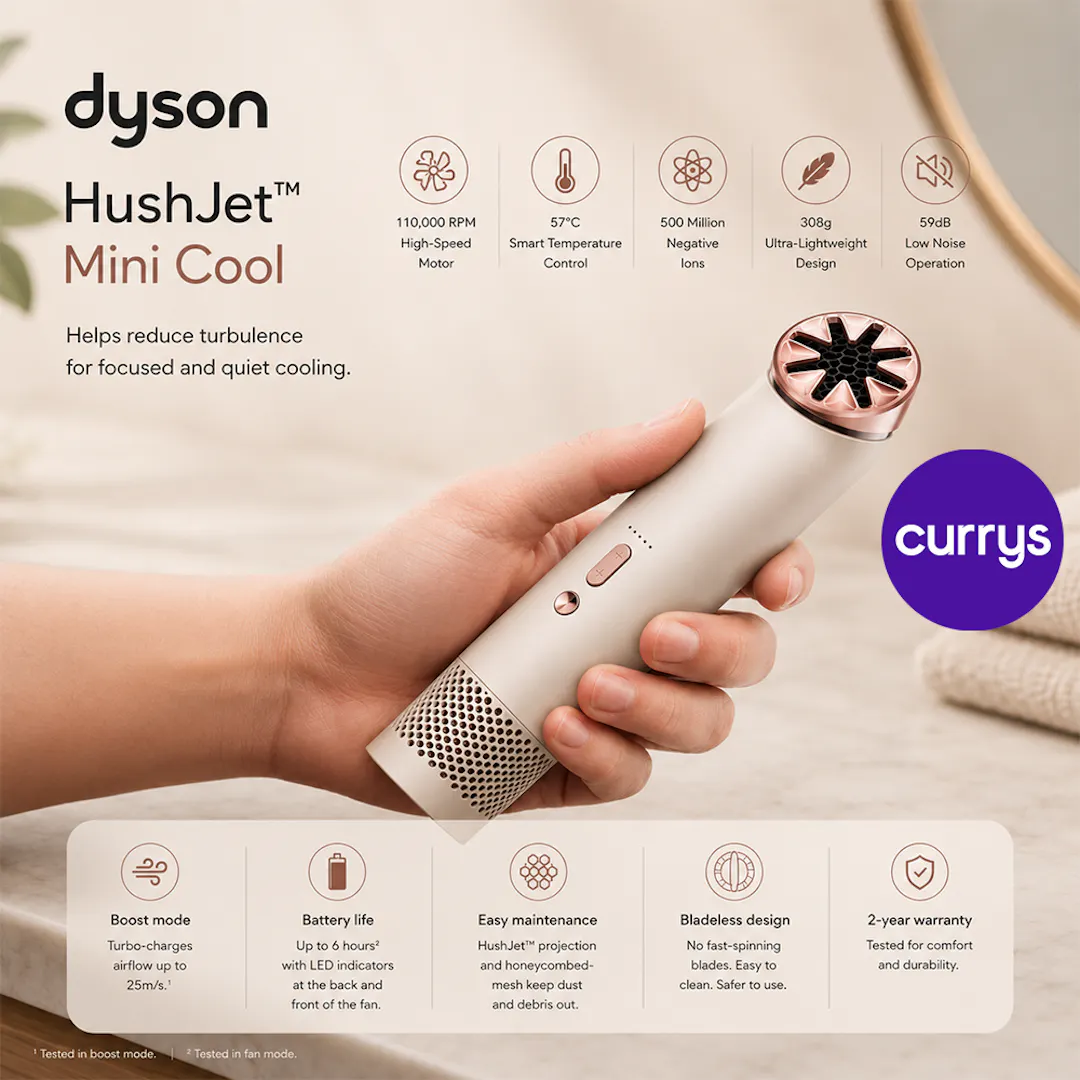 BRAND NEW DYSON HUSHJET MINI COOL - STONE & BLUSH