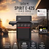 STEALTH EDITION WEBER SPIRIT E-425 GAS BBQ + ROTISSERIE KIT & COVER