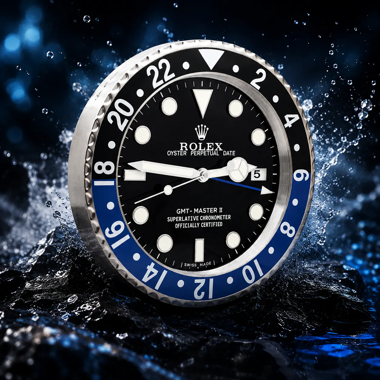 GMT MASTER II 'BATMAN' ROLEX STYLE WALL CLOCK