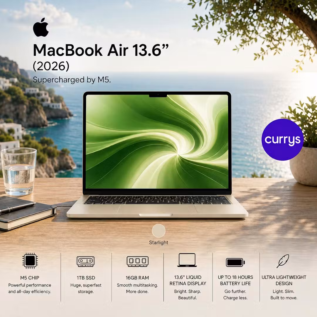 APPLE MACBOOK AIR 13.6" (2026) 1TB STARLIGHT – M5 CHIP, 16GB RAM