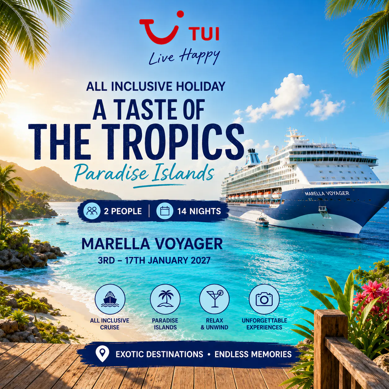 14 NIGHT ALL INCLUSIVE CARIBBEAN CRUISE FOR 2 ON MARELLA VOYAGER