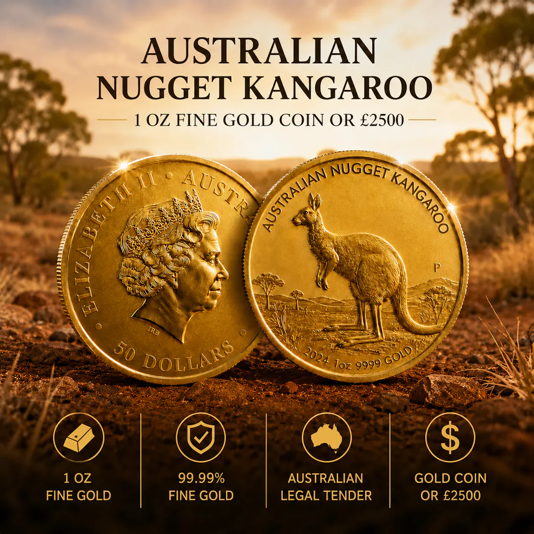 AUSTRALIAN NUGGET KANGAROO 1 OZ FINE GOLD COIN OR £2500