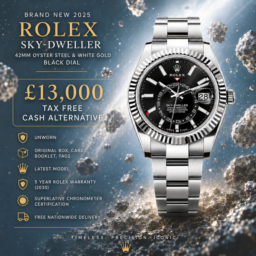 NEW ROLEX SKY-DWELLER WHITE GOLD BLACK DIAL OR £13,000