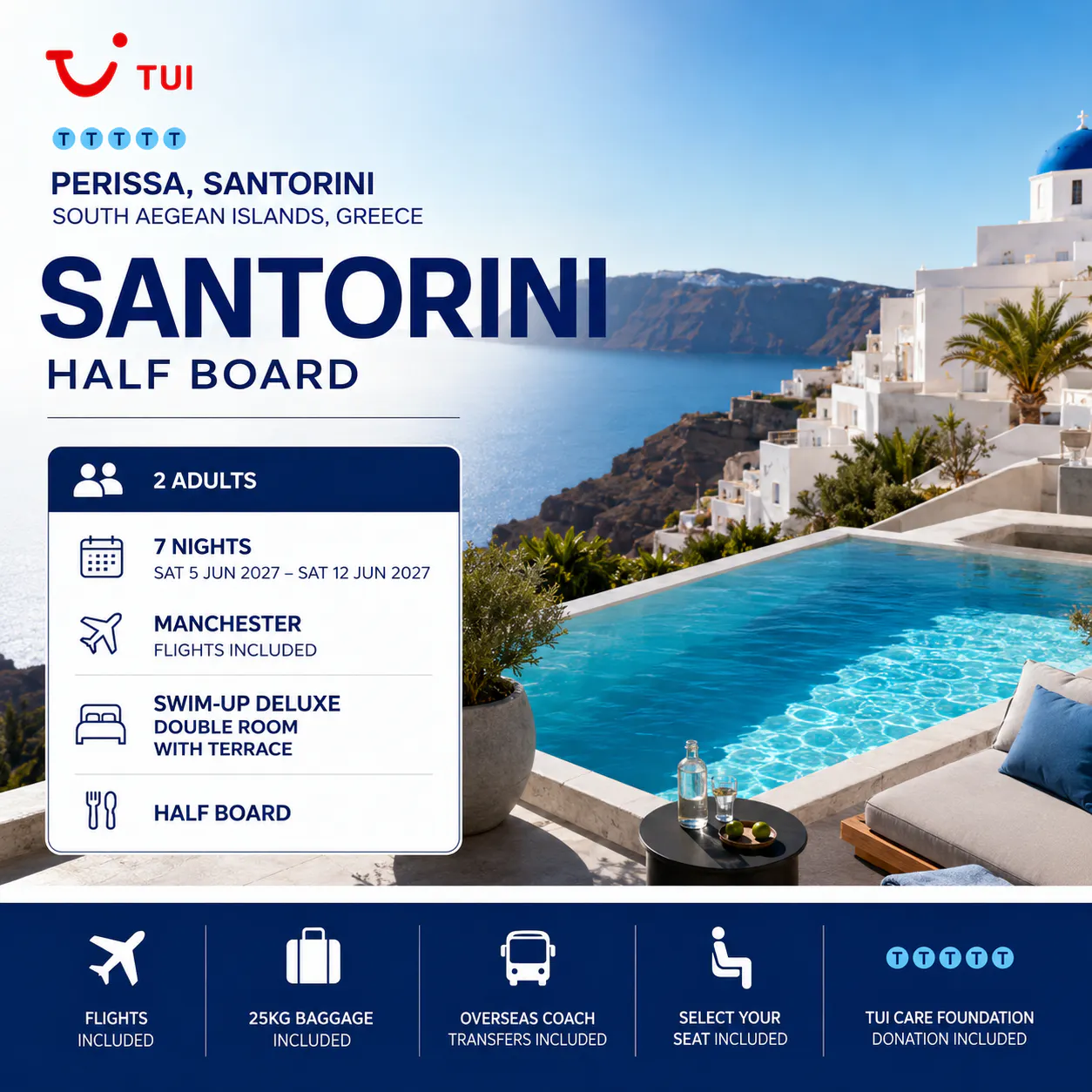 TUI 7-NIGHT SANTORINI HOLIDAY SWIM-UP ROOM FOR TWO