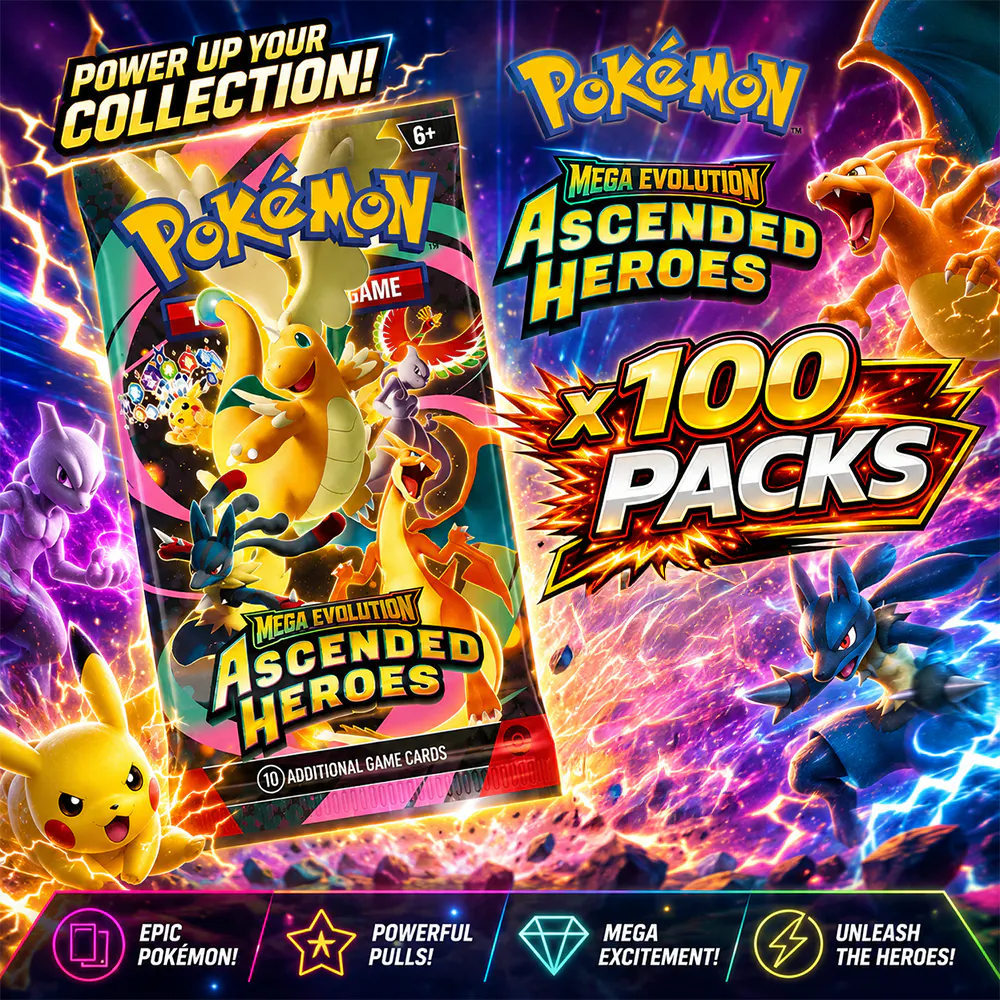 100 x BRAND NEW POKEMON ASCENDED HEROS PACKS