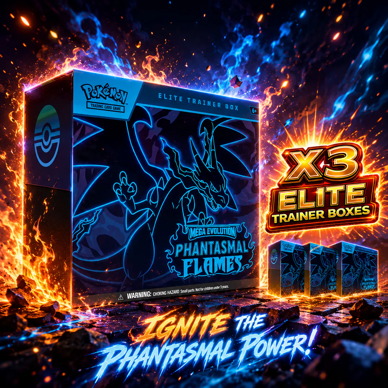 3 x BRAND NEW POKEMON PHANTASMAL FLAMES ELITE TRAINER BOXES