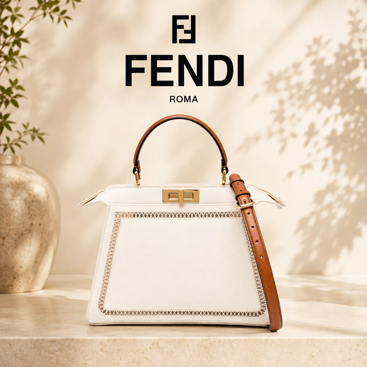 FENDI PEEKABOO I SEE U EMBROIDERED DESIGNER HANDBAG