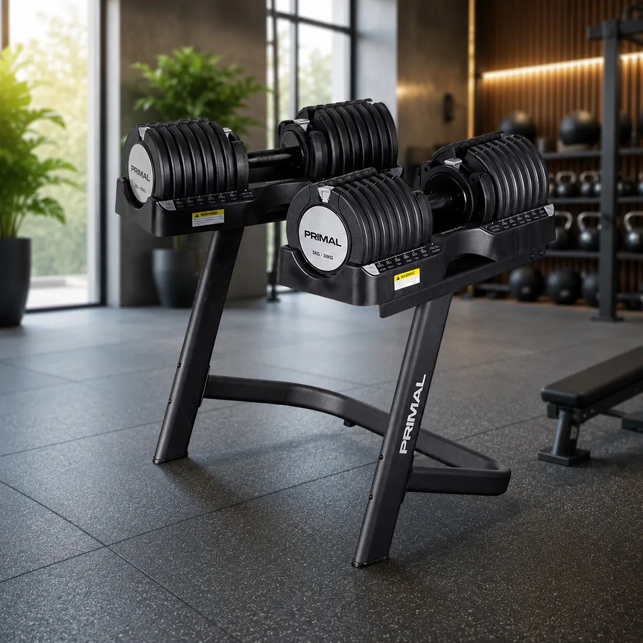 Primal 34kg Adjustable Dumbbell (Pair) With Stand