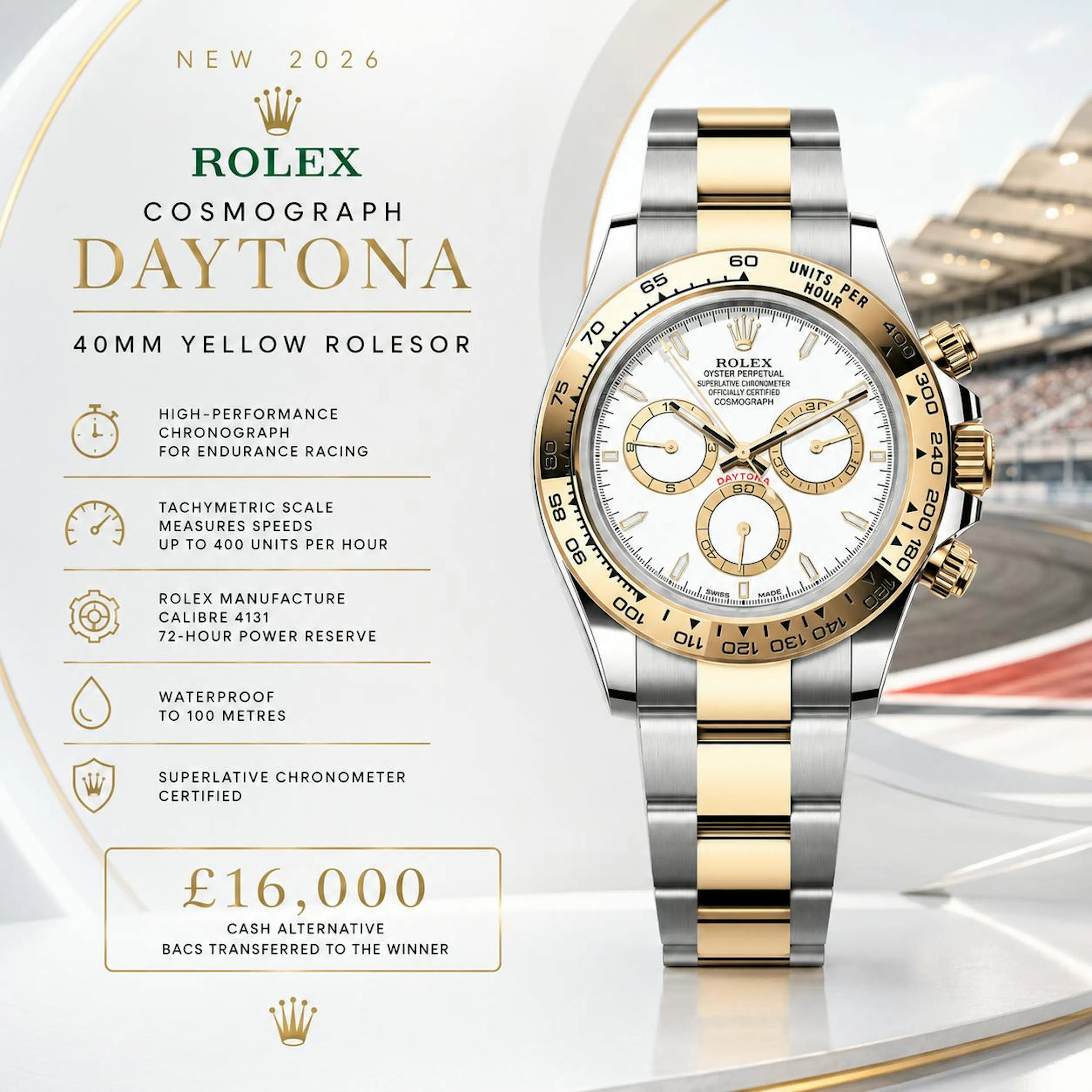 Conor Trill - NEW 2026 ROLEX COSMOGRAPH DAYTONA 40MM YELLOW ROLESOR or £16,000