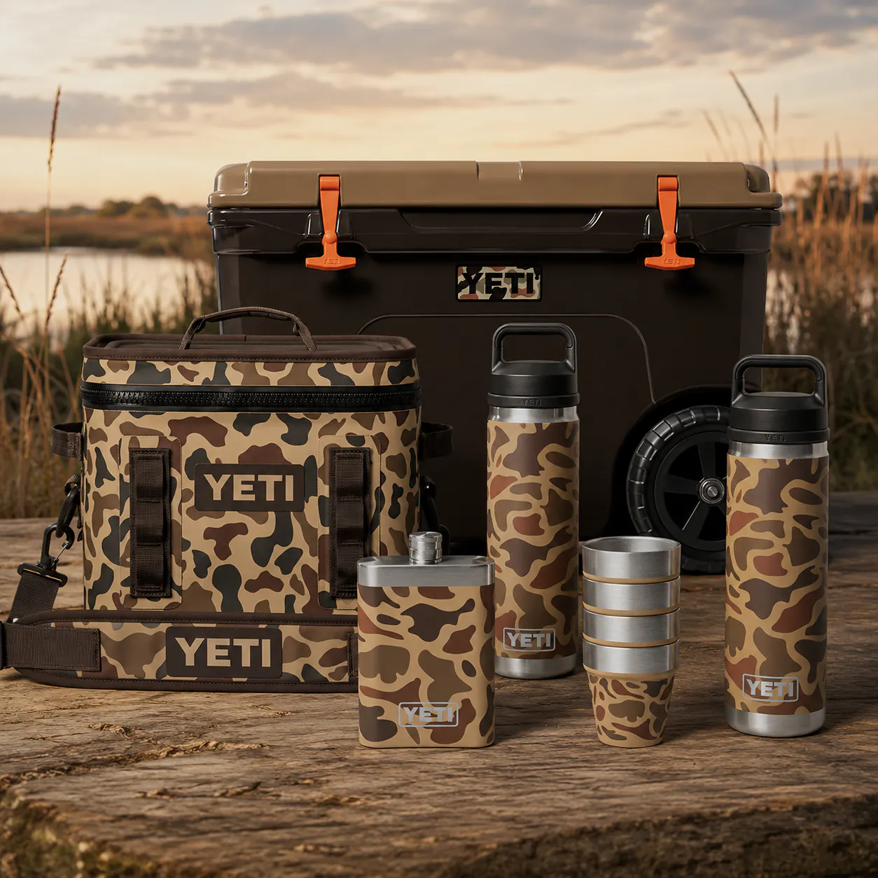 BRAND NEW YETI WETLANDS CAMO COOLER BUNDLE