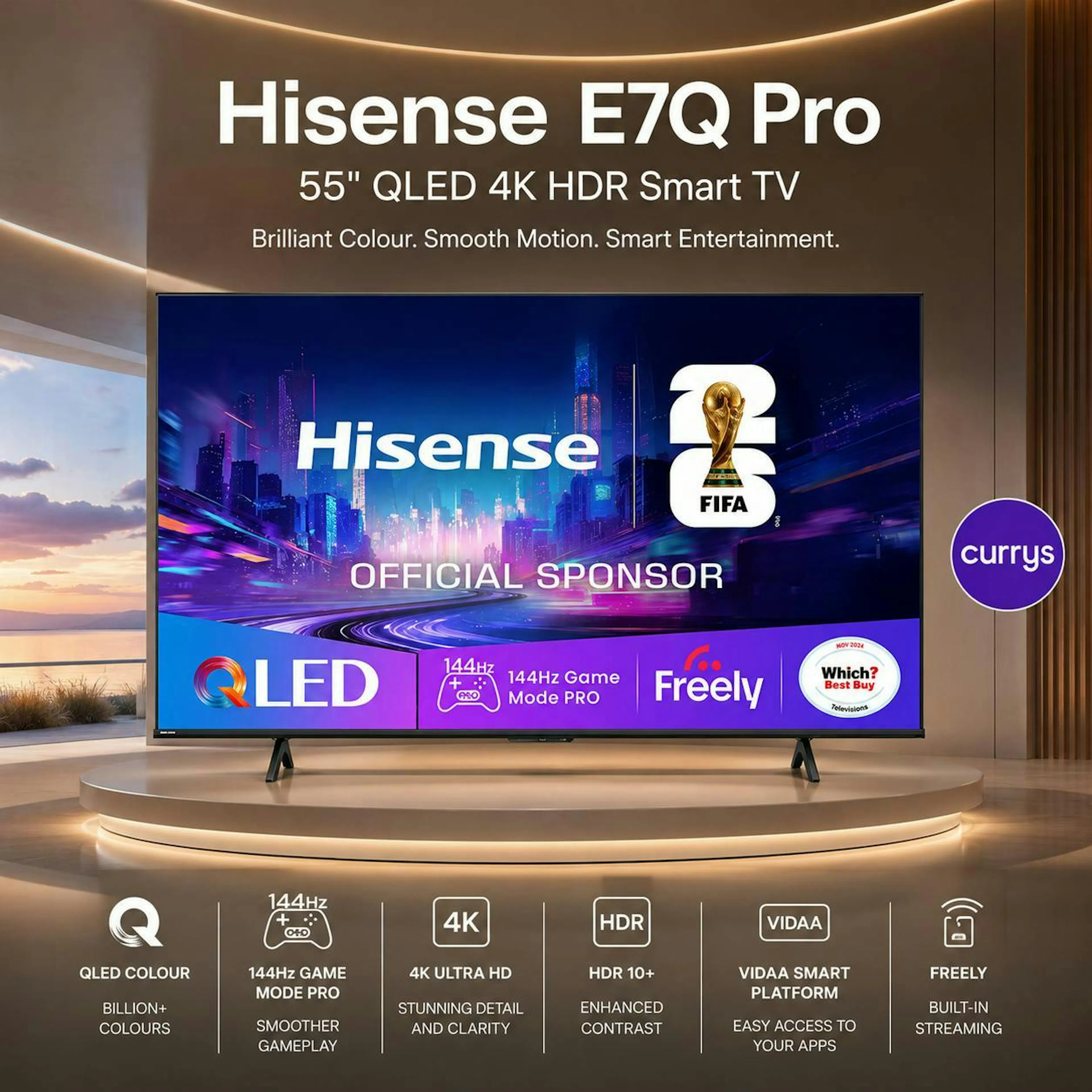 Katarzyna Bajko - HISENSE E7Q PRO 55" QLED 4K HDR Smart TV with Freely - 55E7QTUK PRO