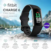 FITBIT CHARGE 6 FITNESS TRACKER - OBSIDIAN, SILICONE STRAP, UNIVERSAL