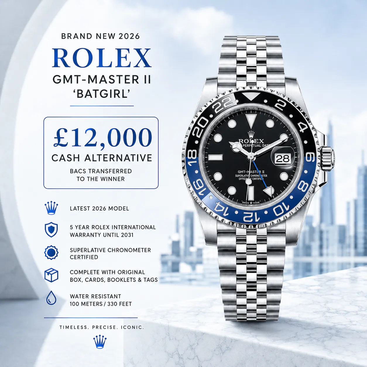NEW 2026 ROLEX GMT MASTER II BATGIRL OR £12,000