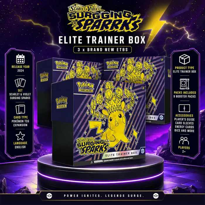 surging sparks card sleeves Generations Etb Pokemon TCG Surging Sparks ETB Premium Card Sleeves 65 Lightning Bolt Design Sealed Pokemon Sleeves Card