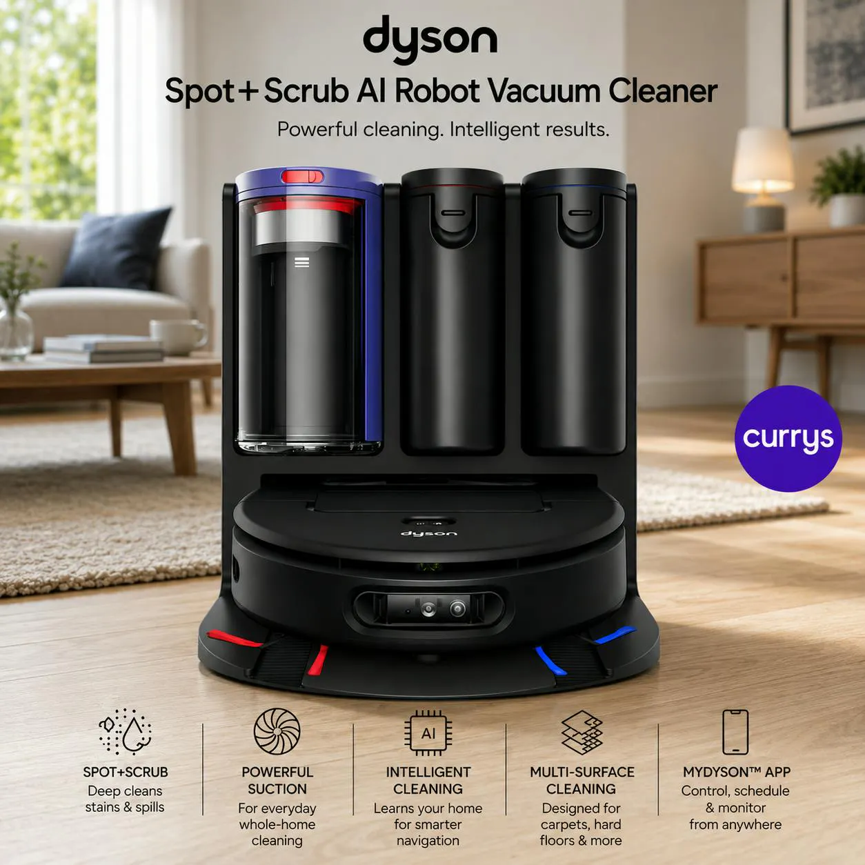 DYSON SPOT + SCRUB AI ROBOT VACUUM CLEANER - BLACK