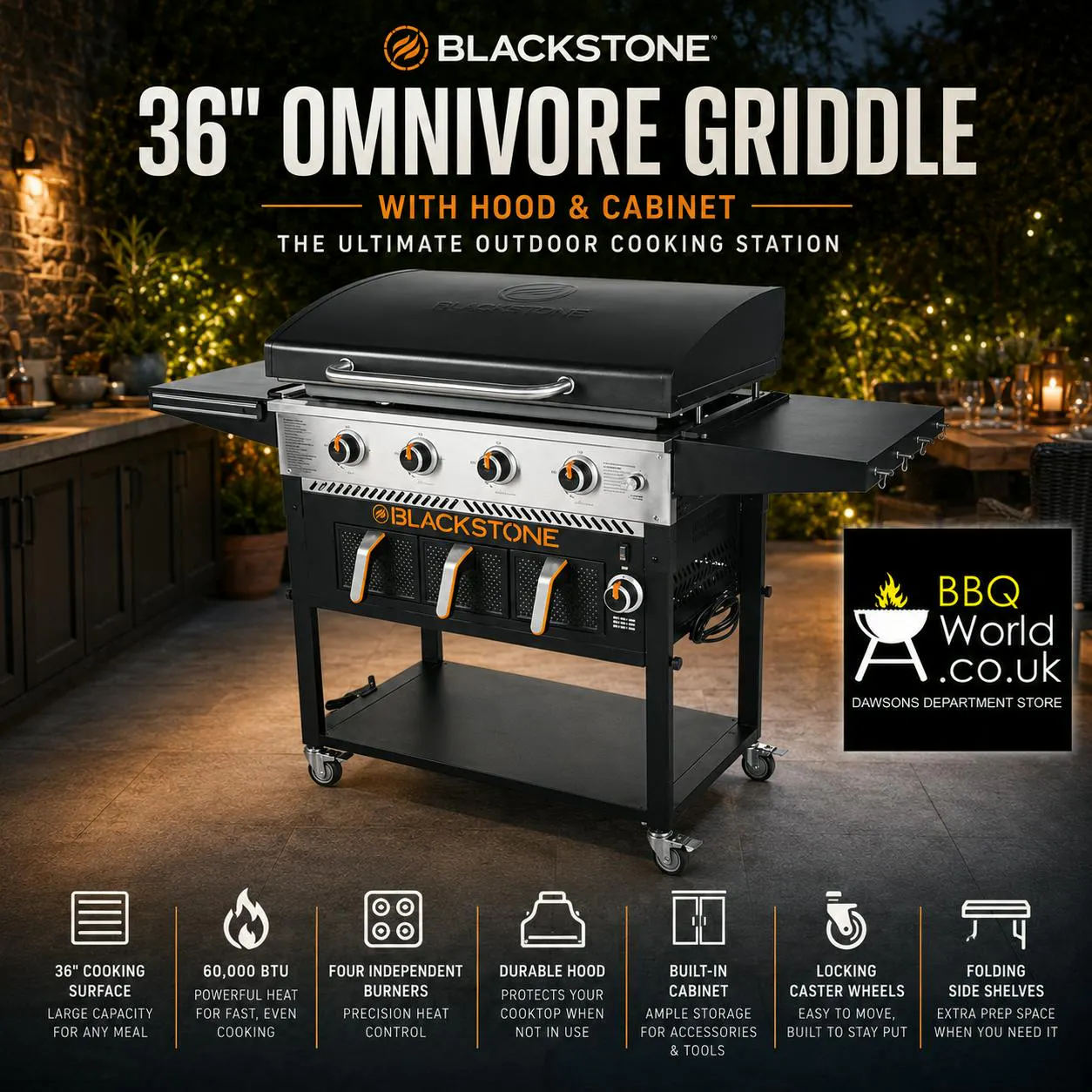 BLACKSTONE 36 INCH 4 BURNER GAS GRIDDLE PLUS WITH AIR FRYER