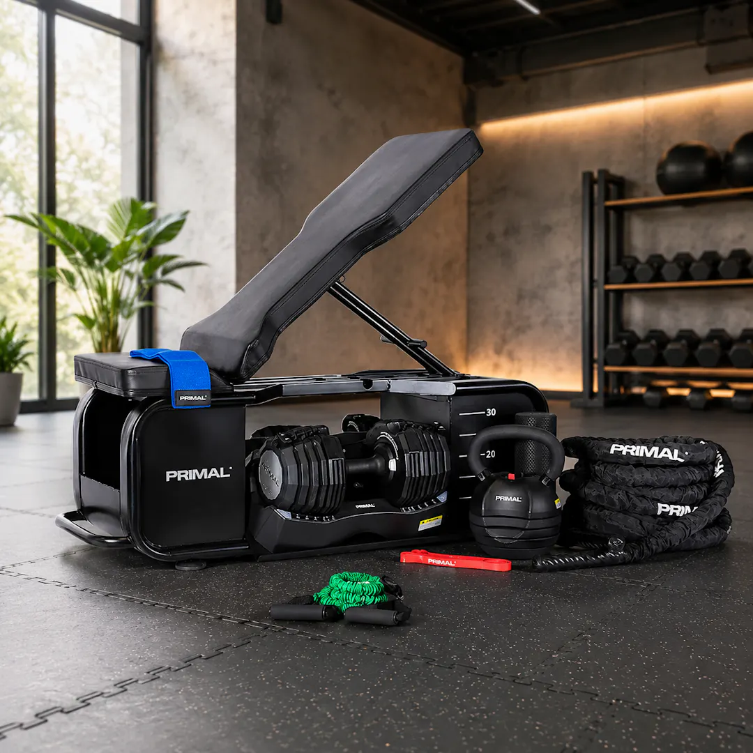 PRIMAL SERIES HIIT BENCH + ACCESSORIES + DUMBBELLS