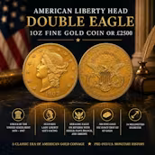 AMERICAN LIBERTY HEAD DOUBLE EAGLE 1OZ FINE GOLD COIN OR £2500