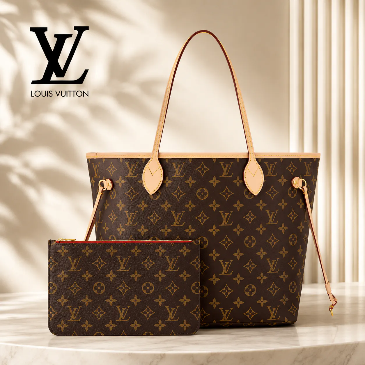NEW LOUIS VUITTON NEVERFULL MM CHERRY TOTE BAG