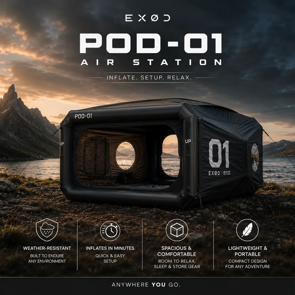 EXOD POD-01 AIR STATION – THE ULTIMATE INFLATABLE ADVENTURE SHELTER