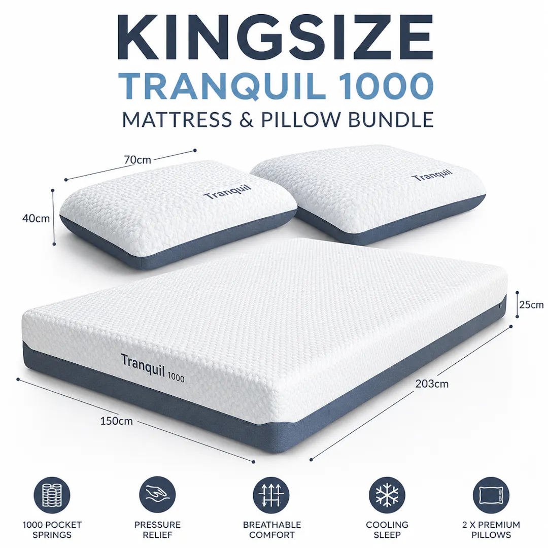 KINGSIZE TRANQUIL 1000 MATTRESS & PILLOW BUNDLE