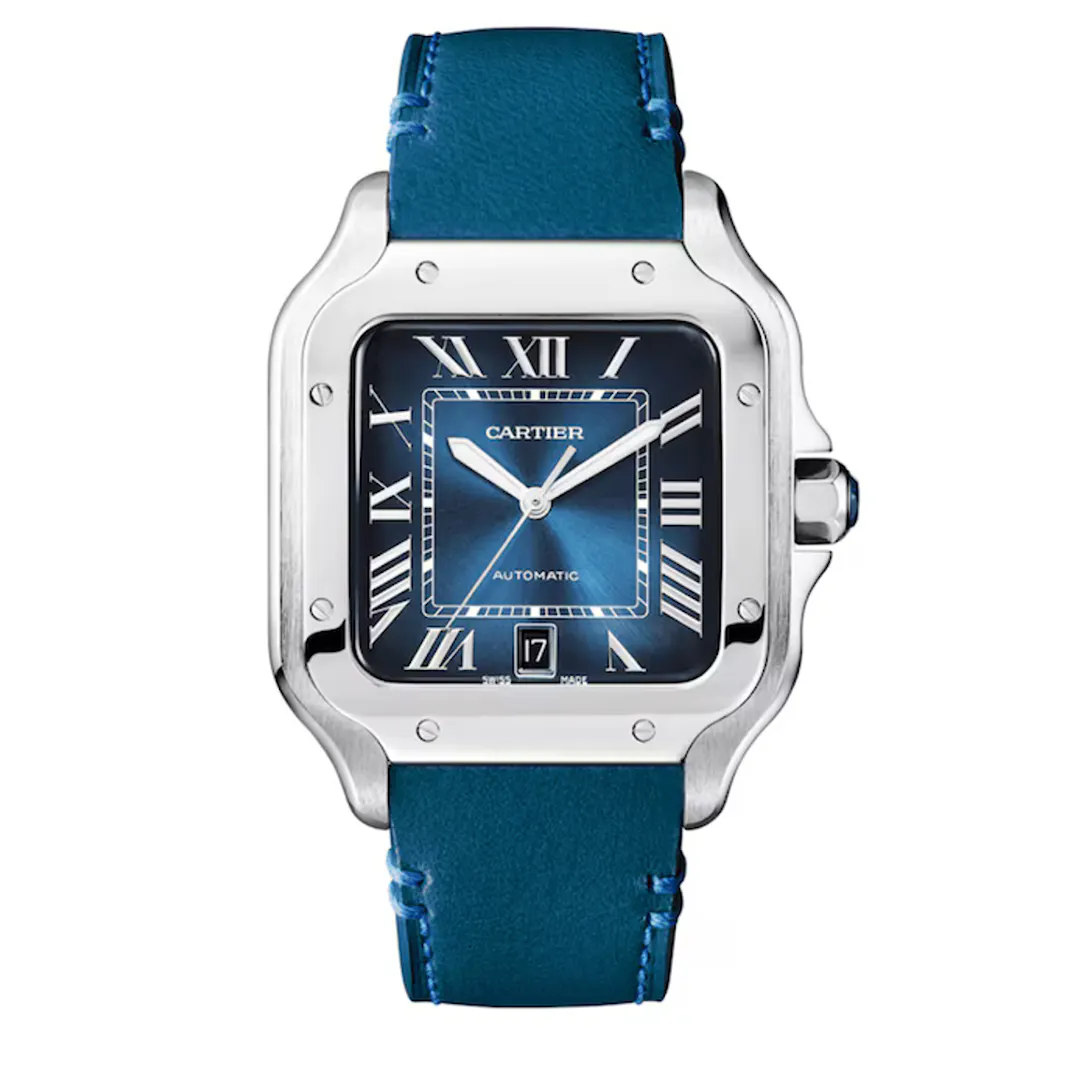 NEW SANTOS DE CARTIER BLUE DIAL WATCH - LOW ODD