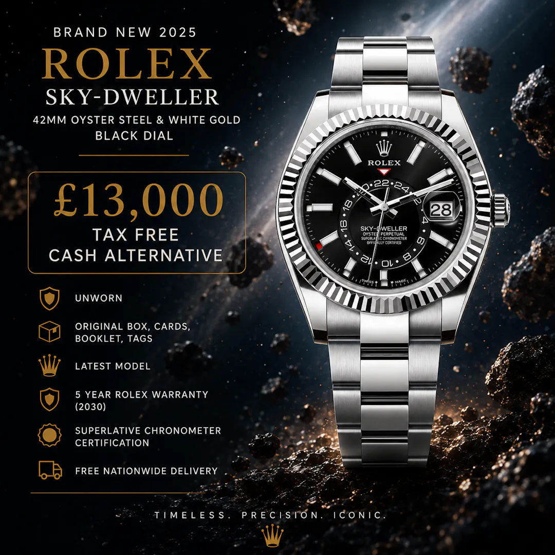 NEW ROLEX SKY-DWELLER WHITE GOLD BLACK DIAL OR £13,000