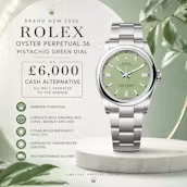 New 2026 Rolex 36MM OP PISTACHIO GREEN DIAL or £6,000