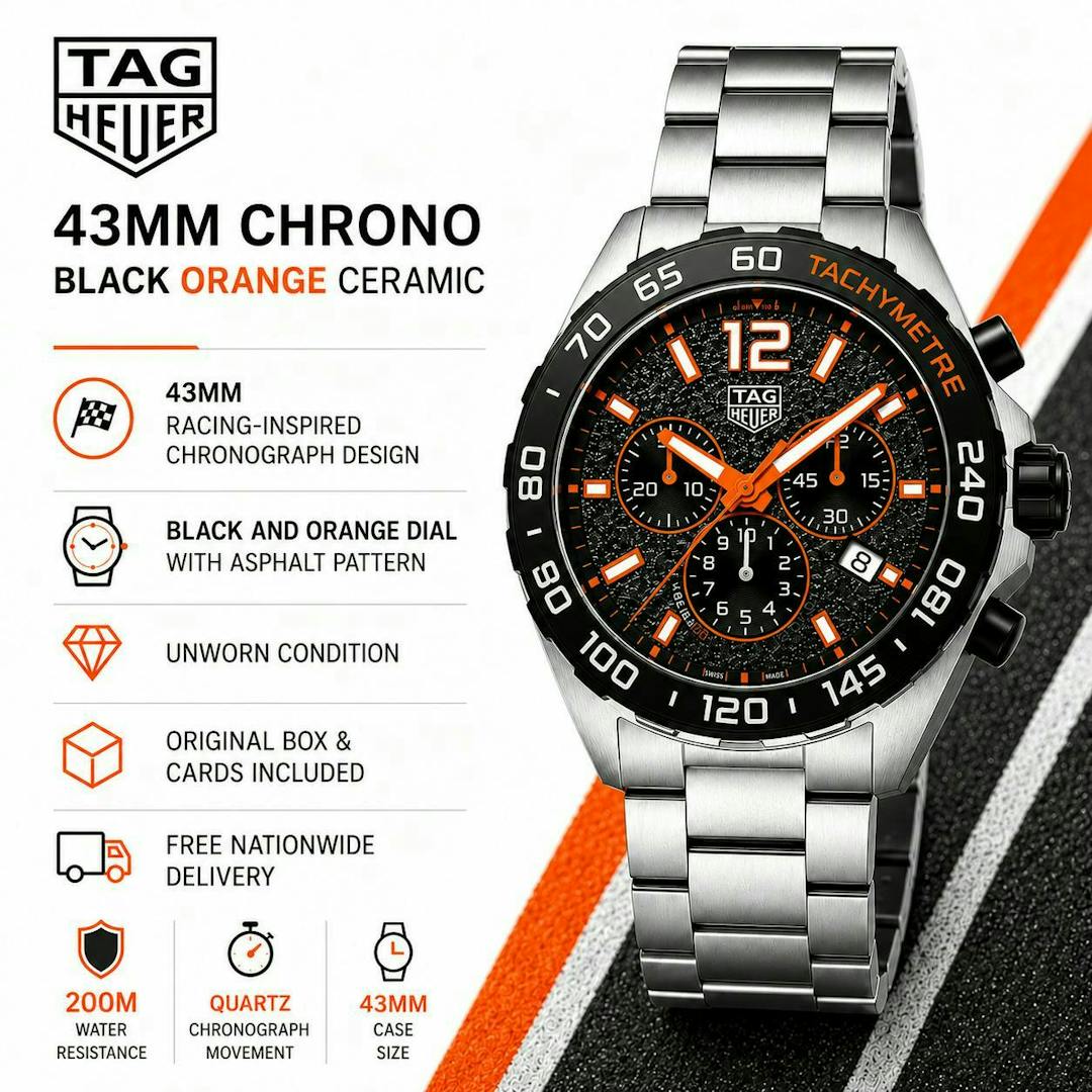Michael Macleod - NEW TAG HEUER FORMULA 1 GREY & ORANGE CHRONOGRAPH 43MM WATCH