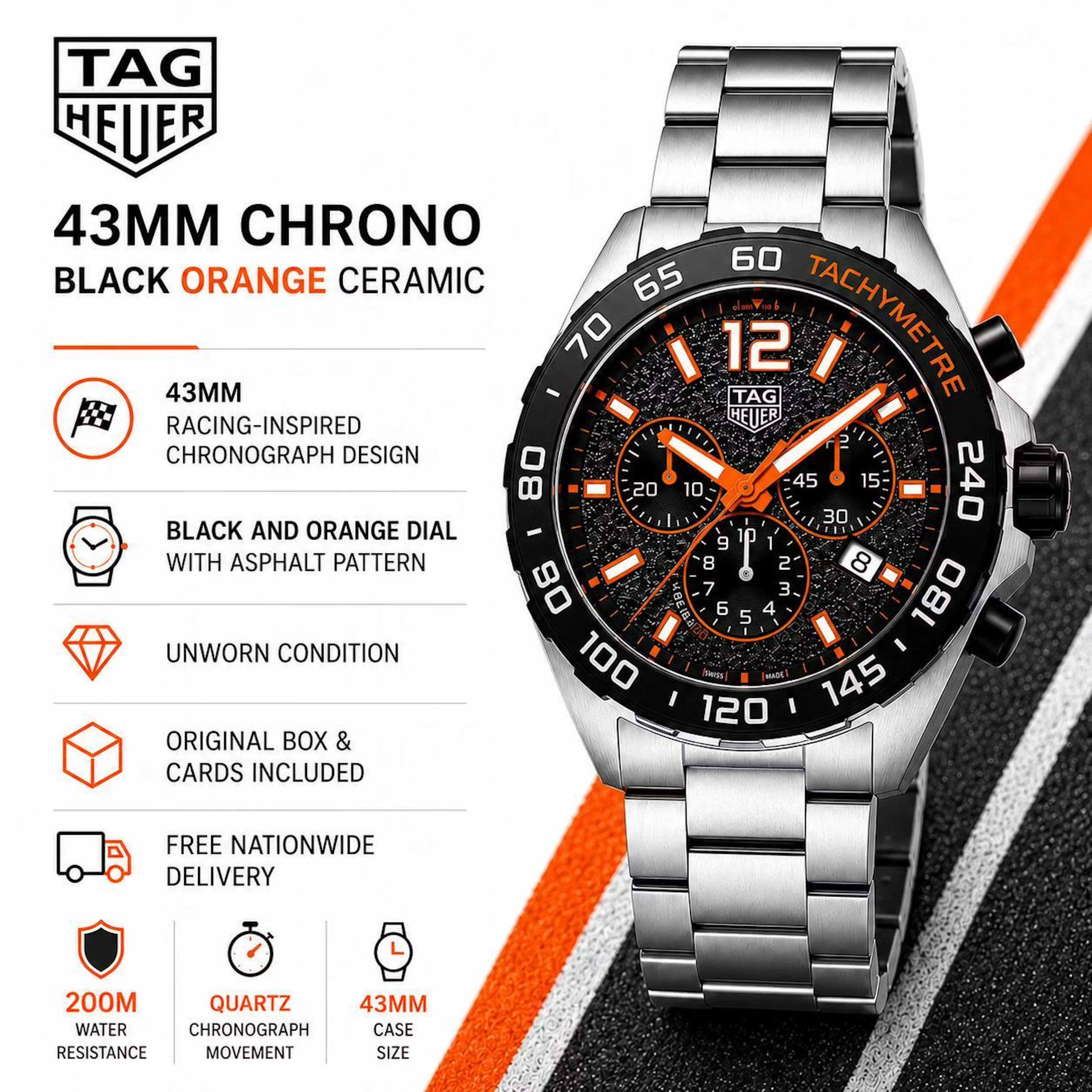 Michael Macleod - NEW TAG HEUER FORMULA 1 GREY & ORANGE CHRONOGRAPH 43MM WATCH