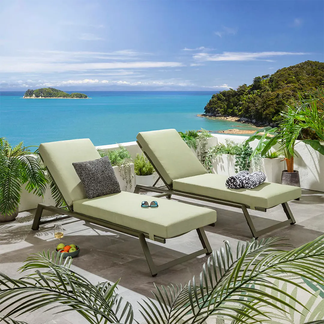 2 X CAYMAN CUSHIONED SUN LOUNGERS 7 X COLOUR CHOICES