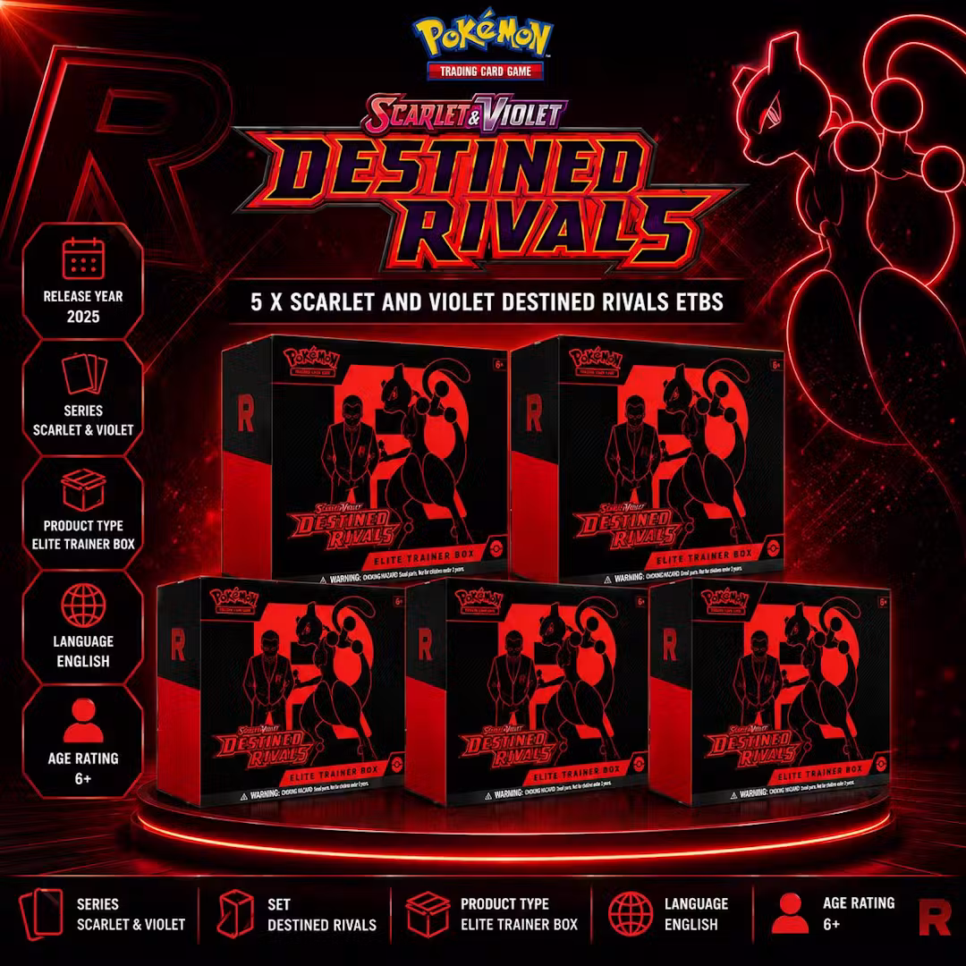 5 X NEW POKEMON SCARLET AND VIOLET DESTINED RIVALS ETBS