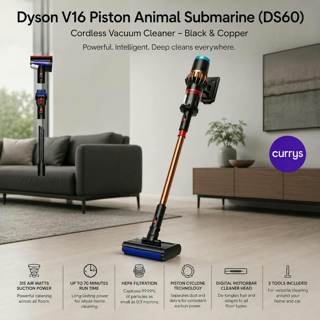 DYSON V16 PISTON ANIMAL SUBMARINE DS60 CORDLESS WET & DRY VACUUM CLEANER – BLACK & COPPER