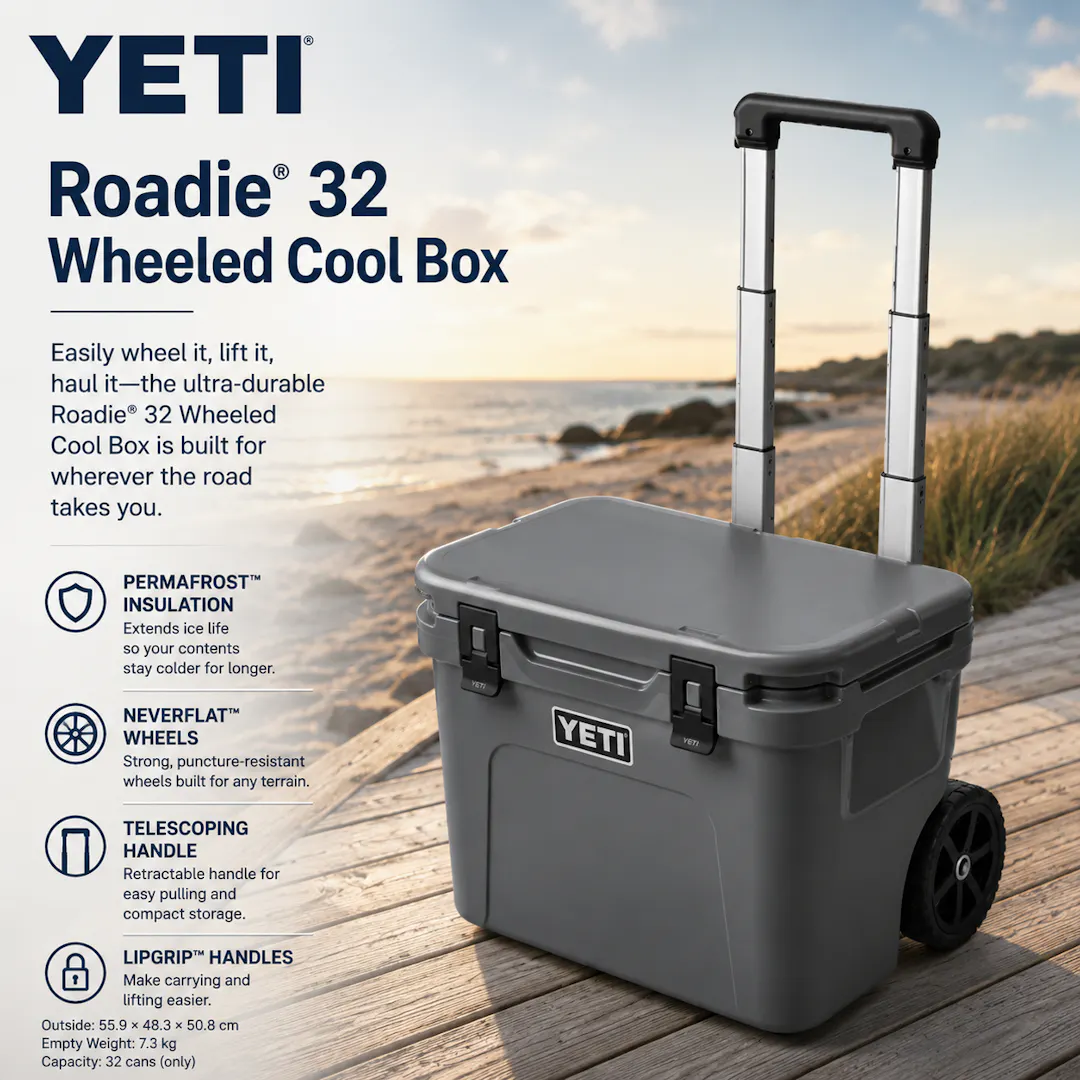 BRAND NEW YETI ROADIE 32 WHEELED COOL BOX 4 X COLOUR CHOICES