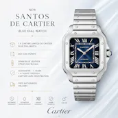 NEW SANTOS DE CARTIER BLUE DIAL WATCH - LOW ODD