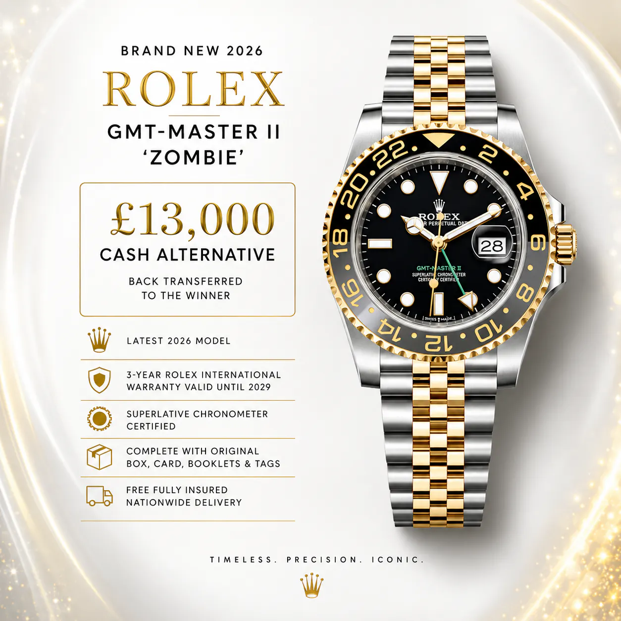 NEW 2026 ROLEX GMT MASTER II 'ZOMBIE' OR £13,000