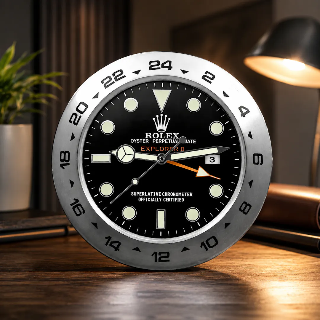EXPLORER II BLACK DIAL ROLEX STYLE WALL CLOCK