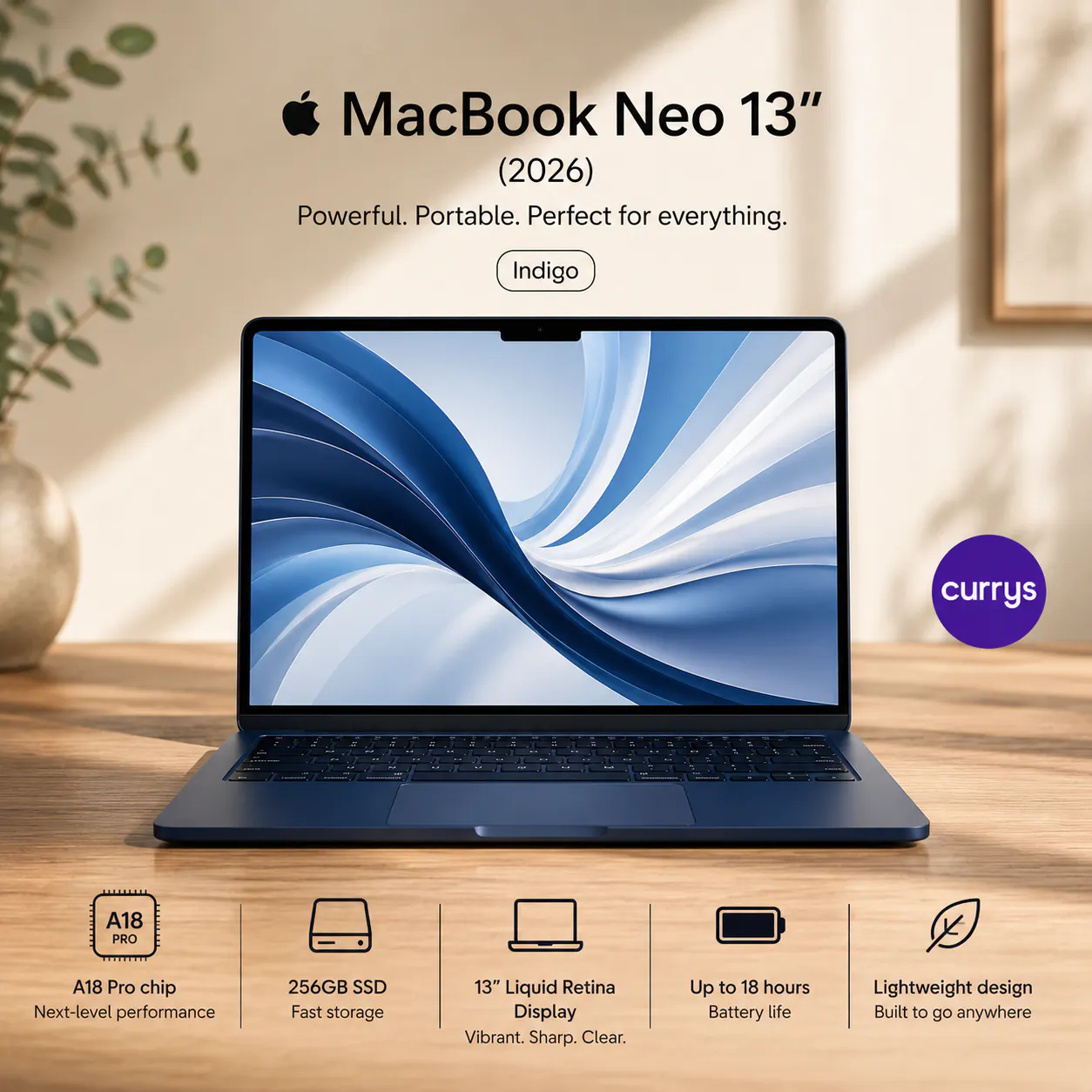 APPLE MACBOOK NEO 13" (2026) - A18 PRO, 256 GB SSD, INDIGO