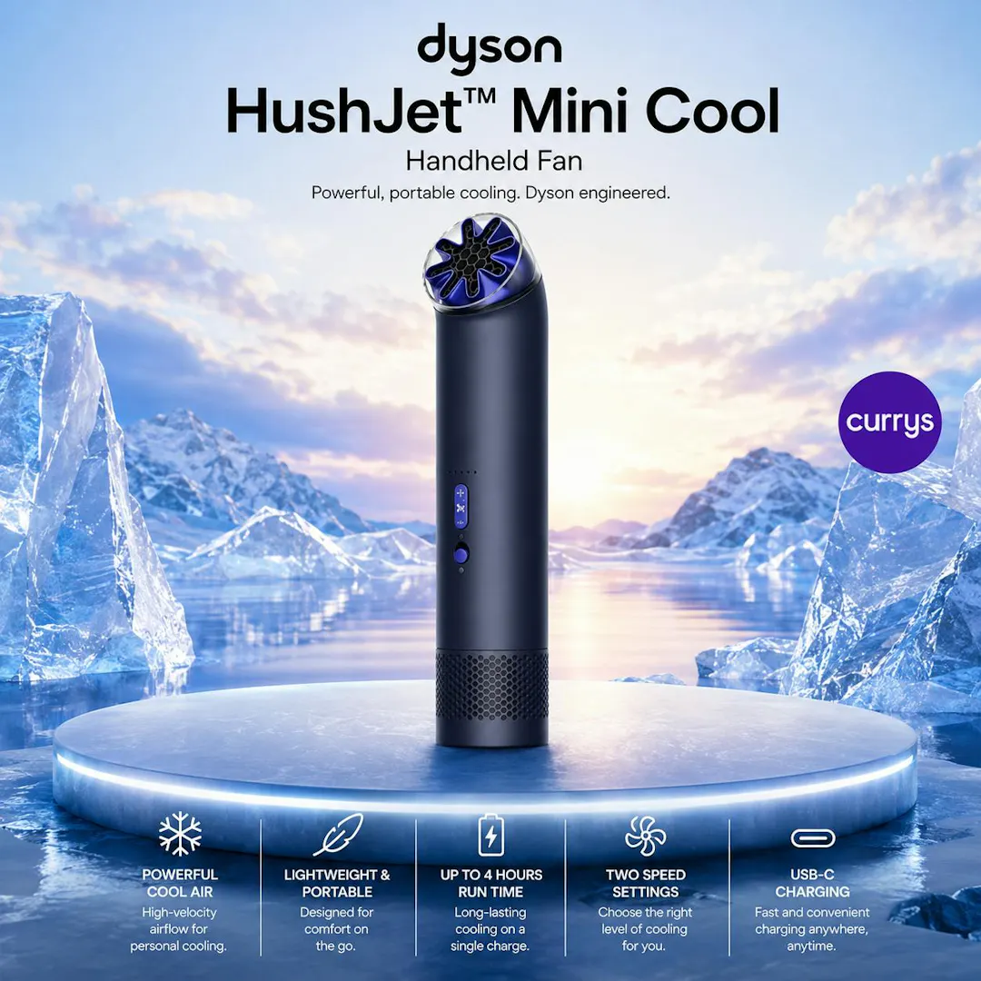 DYSON HUSHJET MINI COOL HANDHELD FAN - COBALT BLUE