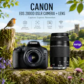 CANON EOS 2000D DSLR CAMERA + LENS