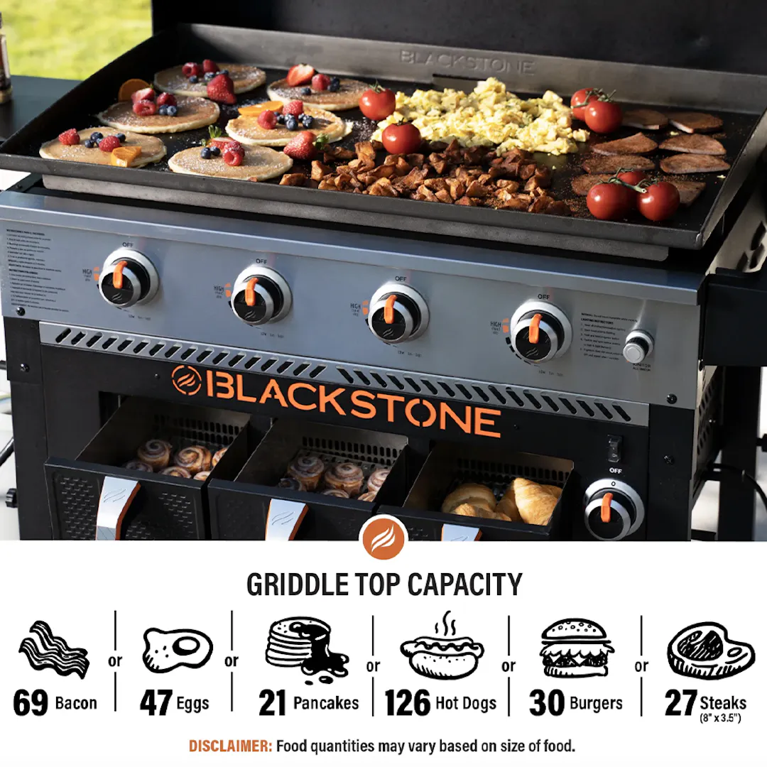 BLACKSTONE 36 INCH 4 BURNER GAS GRIDDLE BUILT IN AIR FRYERS