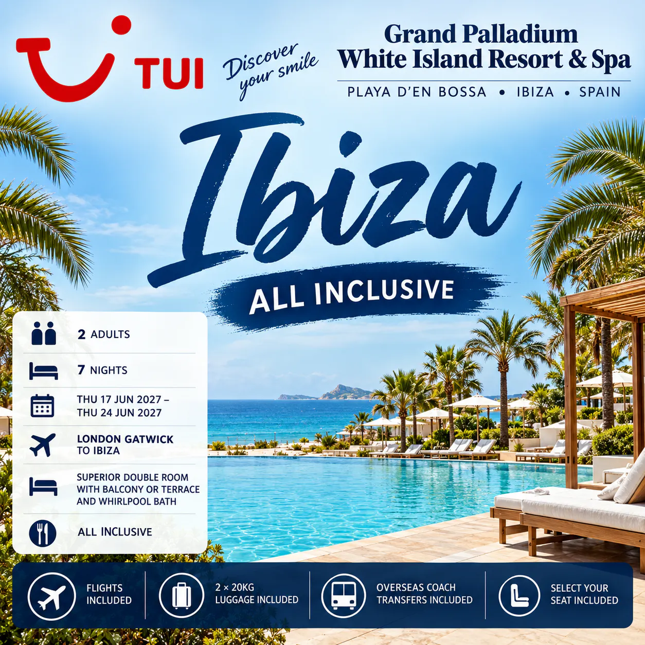 TUI 7-NIGHT IBIZA ALL INCLUSIVE SUN & SEA HOLIDAY FOR TWO